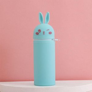 6715 Silicone Rabbit Potlood Case Leuke Big Capacity Briefpapier Tas (Rabbit Blue)