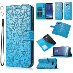 Voor Samsung Galaxy S8 + Skin Feel Relif Sunflower Horizontale Flip Leren Case Met Houder & Card Slots & Wallet & Lanyard (Blauw)