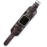 Voor Apple Watch 5 & 4 44mm / 3 & 2 & 1 42mm Crazy Horse Texture Bracelet Watchband(Donkerbruin)