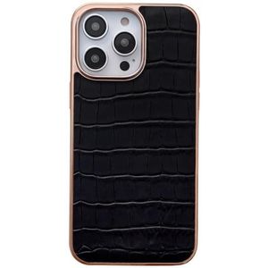 Voor iPhone 14 Pro Max Nano Galvaniseren Krokodil Textuur Lederen Telefoon Case (Zwart)