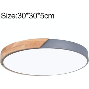Wood Macaron LED Round Ceiling Lamp  Stepless Dimming  Size:30cm(Grey)
