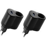 EU -plug 2 pc's Home Sigarettenaanstekeraanvaller Auto -stroomomzetter  Stekker -specificaties: