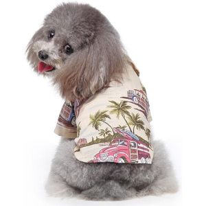 2 PCS Pet Beach Shirt Dog Print Spring And Summer Clothes  Size: S(Beige)