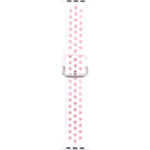 Metalen gesp siliconen vervanging horlogeband voor Apple Watch Series 6 & SE & 5 & 4 44mm / 3 & 2 & 1 42mm (White + Pink)