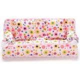 Mini meubels bloem sofa 20cm Bank + 2 kussens voor poppenhuis accessoires (doek sofa)