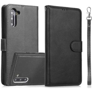 For Samsung Galaxy Note10 Calf Texture 2 in 1 Detachable Magnetic Back Cover Horizontal Flip Leather Case with Holder & Card Slots & Wallet & Photo Frame(Black)