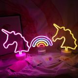 LED Neon Unicorn Night Light Slaapkamer Decoration Light (Pink Light)