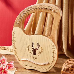 Houten mahonie lyre harp beginner muziekinstrument  stijl: 19 snaren herten hout kleur