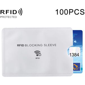 100 stuks aluminiumfolie Anti diefstal RFID blokkeren mouw kaart beschermer  grootte: 9.1 * 6 3 cm