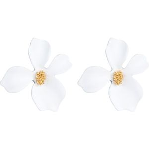 7 paren vrouwen mode bloem legering bloemblaadje oorbellen (Wit)