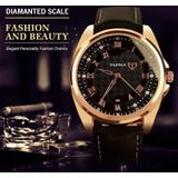 Yazole 342 Lederen band Diamond Scale Quartz Watch (zwart+zwart)