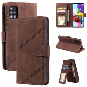 Voor Samsung Galaxy A51 Skin Feel Business Horizontale Flip PU Lederen Case met Houder & Multi-Card Slots & Portemonnee & Lanyard & Photo Frame (Brown)