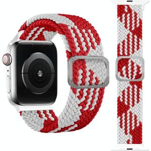 Gesp gevlochten elastische band horlogeband voor Apple Watch Series 6 & SE & & 5 & 4 40mm / 3 & 2 & 1 38mm (rood en wit)