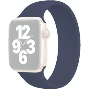 Voor Apple Watch Series 7 45mm / 6 & SE & 5 & 4 44mm / 3 & 2 & 1 42mm Solid Color Elastic Silicone Replacement Wrist Strap Watchband  Maat: S 130mm (Diep Blauw)