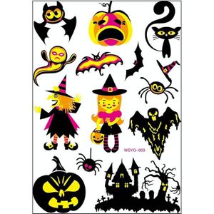 5 stks Halloween Fluorescerende Kinderen Water Transfer Sticker Cartoon Animal Tattoo Sticker (WSYG03)