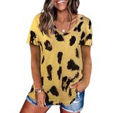 Luipaard textuur afdrukken losse korte mouw T-shirt voor dames (kleur: geel maat: XXXL)