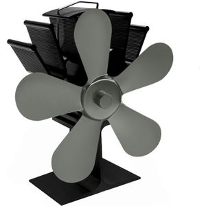 YL602 5-Blade hoge temperatuur metalen warmte aangedreven open haard kachel fan (grijs)