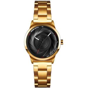 SKMEI 9210 Dames Business Horloge Simple 3D Dial Quartz horloge (Golden Black)