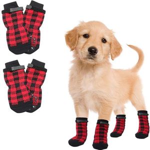 4 stuks hond gebreid ademend schoeisel buiten antislip sokken voor huisdieren  maat: L