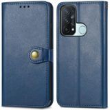 For OPPO Reno5 A Solid Color Leather Buckle Phone Case with Lanyard & Photo Frame & Card Slot & Wallet & Stand Function(Blue)