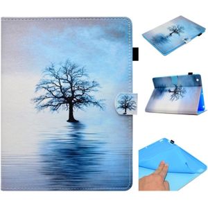 Voor iPad 2 / 3 / 4 Painted Horizontal Flat Leather Case with Sleep Function & Card Slot & Buckle Anti-skid Strip & Bracket & Wallet(Tree in Water)