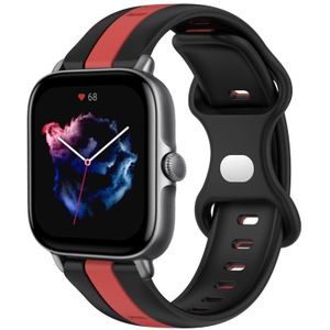 Voor Amazfit GTS 3 20 mm vlindergesp tweekleurige siliconen horlogeband (zwart + rood)