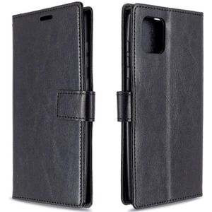 Voor Galaxy A81 Crazy Horse Texture Horizontale Flip Lederen case met Holder & Card Slots & Wallet & Photo Frame(zwart)