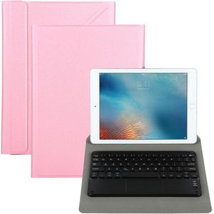 Universeel afneembaar Bluetooth-toetsenbord + lederen hoes met Touchpad voor iPad 9-10 inch  Specificatie:Zwart toetsenbord (roze)