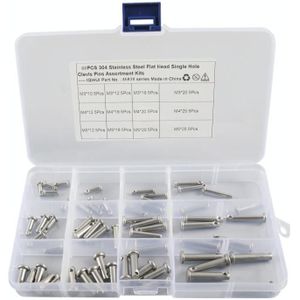 A6830 60 in 1 304 roestvrij staal Flat Head Single Hole Cleis Pins Assortment Kit
