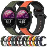 Voor Garmin Forerunner 255 22 mm bolle lus tweekleurige siliconen horlogeband (olijfgroen + zwart)