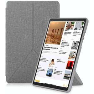 Voor Samsung Galaxy Tab A7 10.4 2020 T500 Doek Textuur Multi-folding Horizontale Flip PU Lederen Schokbestendig Hoesje met Houder & Slaap / Wekfunctie (Grijs)