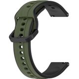 Voor Amazfit Bip 1S 20 mm bolle lus tweekleurige siliconen horlogeband (donkergroen + zwart)