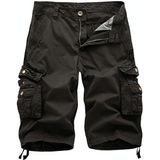 Zomer Multi-pocket Solid Color Loose Casual Cargo Shorts voor mannen (kleur: donkergrijs formaat: 34)