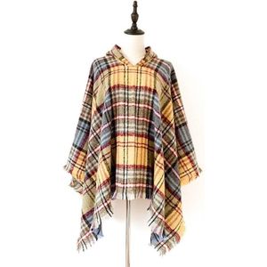 Lente Herfst Winter Geruit patroon Hooded Cloak Sjaal sjaal  lengte (CM): 135cm (DP-05 Geel)