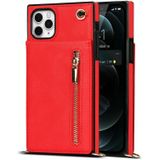 Cross-body rits vierkant TPU + PU achterkant case met houder & kaart slots & portemonnee & riem voor iPhone 11 pro