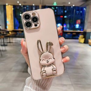 Voor iPhone X / XS Plating Rabbit Holder Phone Case