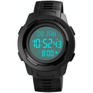 SKMEI 1729 Qibla Kalender Timing Multifunctionele LED Digitale Display Lichtgevend Elektronisch Horloge (zwart en wit)