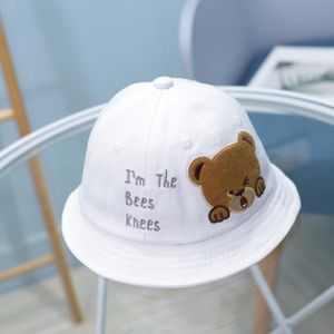 MZ8871 Cartoon Little Bear Pattern Children Basin Hat Baby Fisherman Hat  Grootte: Ongeveer 46cm (Wit)