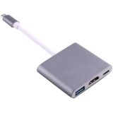 USB-C / Type-C 3.1 mannetje naar USB-C / Type-C 3.1 vrouwtje & HDMI vrouwtje & USB 3.0 vrouwtje Adapter voor MacBook 12 / Chromebook Pixel 2015 (zilverkleurig)