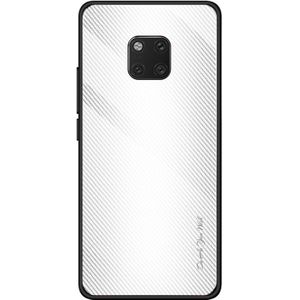 Voor Huawei mate 20 Pro textuur gradint glas beschermende case (wit)