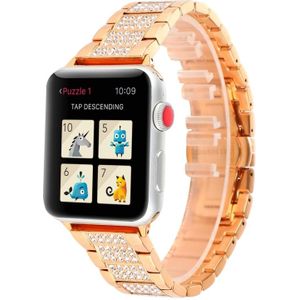 Drie parels met Diamond Armbanden voor Apple Watch-serie 4 & 3 & 2 & 1 42mm & 44mm (Rose Gold)