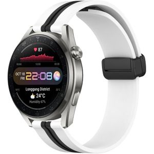 Voor Huawei Watch 3 Pro Nieuwe 22 mm opvouwbare magnetische sluiting siliconen horlogeband (wit + zwart)