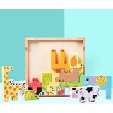 Ysy-235 kinderen vroege onderwijs intelligentie speelgoed 3D-kubus blokken cartoon dierlijke puzzel