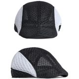 Zomer uitgehold mesh eend tong hoed vintage baret (zwart wit)
