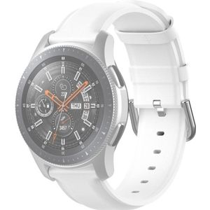Voor Samsung Galaxy Watch 3 45mm 22mm lederen band met ronde staart gesp (Wit)
