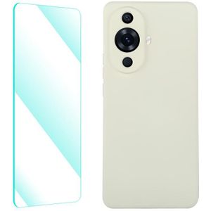 Voor Huawei Nova 11 ENKAY vloeibare siliconen telefoonhoes met film van gehard glas