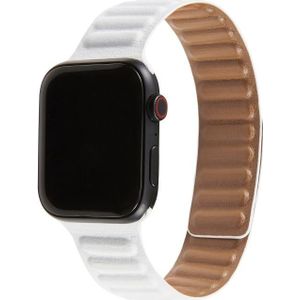 Loop Lederen Watchband Voor Apple Watch Series 6 > SE > 5 > 4 44mm / 3 > 2 > 1 42mm (Wit)