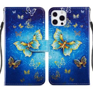 Geschilderd Patroon Horizontale Flip Lederen Case met Houder & Kaart Slots & Fotolijst voor iPhone 13 Pro (Phnom Penh Butterfly)