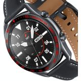 Voor Samsung Galaxy Watch 3 45mm Smart Watch Steel Bezel Ring  E-versie (Zwarte Ring Rode Letter)
