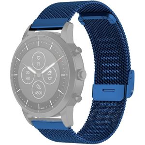 22mm Metal Mesh Polsband horlogeband voor Fossil Hybrid Smartwatch HR  Male Gen 4 Explorist HR  Male Sport (Donkerblauw)